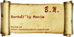 Borbély Maxim névjegykártya